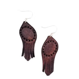 Boho Leather Earring with Agate Stone Setting (4436994555958)