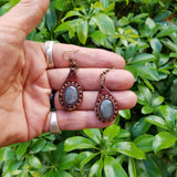 Boho Leather Earring with Amethyst Stone Setting (4436980203574)