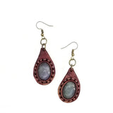 Boho Leather Earring with Amethyst Stone Setting (4436980203574)