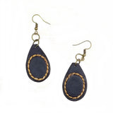 Boho Leather Earring with Brown Agate Stone Setting (4436986658870)