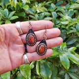 Boho Leather Earring with Brown Agate Stone Setting (4436986658870)