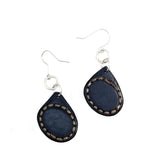 Boho Leather Earring with Turquoise Stone Setting (4437003108406)