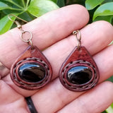 Boho Leather Earing with Onyx Setting (4437009432630)