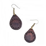 Boho Leather Earring with Turquoise Stone Setting (4437048426550)