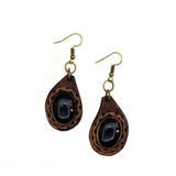 Boho Leather Earing with Onyx Setting (4437070544950)