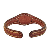 Boho Handcrafted Genuine Vegetal Leather Bracelet with Gold Stone Setting-Unique Gift Fashion Jewelry Cuff