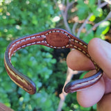 Boho Handcrafted Genuine Vegetal Leather Bracelet with Gold Stone Setting-Unique Gift Fashion Jewelry Cuff