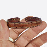 Plain Handcrafted Brown Genuine Vegetal Leather Bracelet-Unique Gift Unisex Fashion Jewelry Cuff