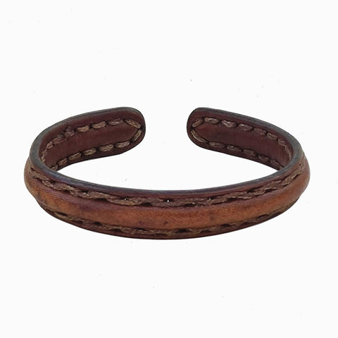 Plain Handcrafted Brown Genuine Vegetal Leather Bracelet-Unique Gift Unisex Fashion Jewelry Cuff