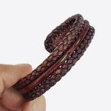 Boho Handcrafted Brown Genuine Vegetal Leather Bracelet-Unique Unisex Gift Fashion Jewelry Cuff