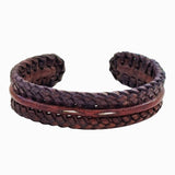 Boho Handcrafted Brown Genuine Vegetal Leather Bracelet-Unique Unisex Gift Fashion Jewelry Cuff