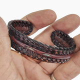 Boho Handcrafted Brown Genuine Vegetal Leather Bracelet-Unique Unisex Gift Fashion Jewelry Cuff