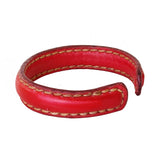 Boho Handcrafted Genuine Vegetal Leather Red Bracelet-Adjustable Unisex Gift Leather Fashion Jewelry Cuff