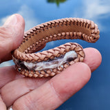 Boho Handcraft Braided Genuine Vegetal Leather Brown and White Adjustable Bracelet-Unisex Gift Fashion Leather Jewelry-Cuff