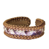 Boho Handcraft Braided Genuine Vegetal Leather Brown and White Adjustable Bracelet-Unisex Gift Fashion Leather Jewelry-Cuff