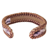 Boho Handcraft Braided Genuine Vegetal Leather Brown and White Adjustable Bracelet-Unisex Gift Fashion Leather Jewelry-Cuff