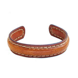 Boho Handcrafted Genuine Vegetal Leather Bracelet with Adjustable Copper Insert-Unisex  Gift Leather Fashion Jewelry-Cuff