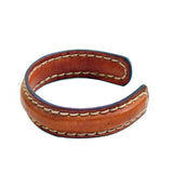 Boho Handcrafted Genuine Vegetal Leather Bracelet with Adjustable Copper Insert-Unisex  Gift Leather Fashion Jewelry-Cuff