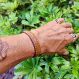 Boho Handcrafted Genuine Vegetal Leather Bracelet with Adjustable Copper Insert-Unisex  Gift Leather Fashion Jewelry-Cuff