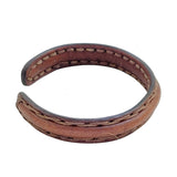 Boho Handcrafted Genuine Vegetal Leather Bracelet with Adjustable Copper Insert-Gift Unisex Leather Fashion Jewelery-Cuff