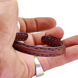 Boho Handcrafted Genuine Vegetal Leather Bracelet with Adjustable Copper Insert-Gift Unisex Leather Fashion Jewelery-Cuff