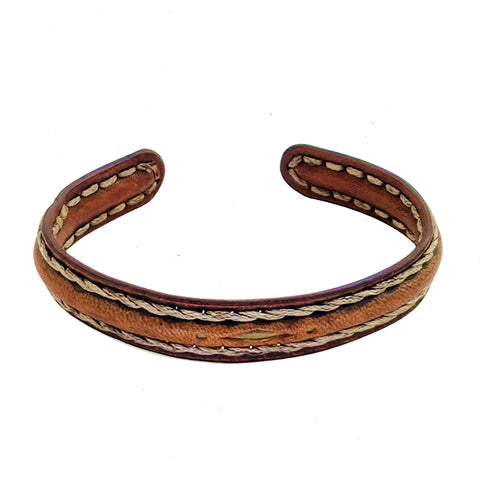 Boho Handcrafted Genuine Vegetal Leather Bracelet with Adjustable Copper Insert-Gift Unisex Leather Fashion Jewelry Cuff