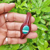 Boho Handcrafted Genuine Vegetal Leather Bracelet with Green Agate Stone-Unisex Gift Fashion Jewelry Cuff