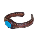 Handcrafted Genuine Leather Bracelet with Firuze Stone-Unisex Gift Fashion Jewelry with Natural Stone Bracelet Cuff