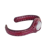 Handcrafted Genuine Vegetal Leather Bracelet with White Cat Eye Stone Setting-Unisex Gif Fashion Jewelry Cuff