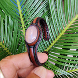 Boho Handcrafted Genuine Brown Leather Bracelet with White Agate Stone Setting-Unisex Gift Fashion Jewelry