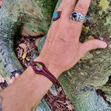 Handcrafted Genuine Brown Vegetal Leather Bracelet with Tiger Eye Stone Setting-Unisex Gift Fashion Jewelry Cuff