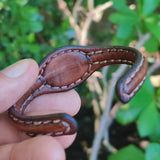 Handcrafted Genuine Brown Vegetal Leather Bracelet with Green Cat Eye Stone Setting-Unique Gift Fashion Jewelry Cuff-Bangle