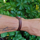 Copy of Handcrafted Genuine Black Vegetal Leather Bracelet with Malachite Stone Setting-Unisex Gift-Fashion Jewelry Cuff