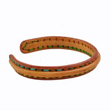 Boho Handcrafted Genuine Vegetal Leather Bracelet with Adjustable Copper Insert-Gift Unisex Leather Fashion Jewelry Cuff