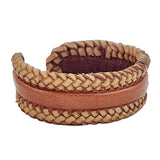 Boho Handcraft Braided Brown Genuine Vegetal Leather Bracelet-Unisex Gift Fashion Leather Jewelry Cuff Wristband