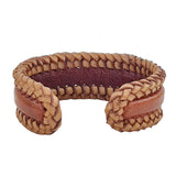 Boho Handcraft Braided Brown Genuine Vegetal Leather Bracelet-Unisex Gift Fashion Leather Jewelry Cuff Wristband