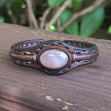 Unique Handcrafted Genuine Brown Leather Bracelet with White Agate Stone Setting-Life Style Unisex Gift Fashion Jewelry Bangle-Handwrist