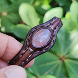 Unique Handcrafted Genuine Brown Leather Bracelet with White Agate Stone Setting-Life Style Unisex Gift Fashion Jewelry Bangle-Handwrist