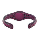Unique Handcrafted Maroon Vegetal Leather Bracelet with Black Agate Stone Setting-Unique Gift Fashion Jewelry Cuff-Wristband