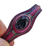 Unique Handcrafted Maroon Vegetal Leather Bracelet with Black Agate Stone Setting-Unique Gift Fashion Jewelry Cuff-Wristband