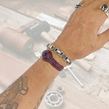 Unique Handcrafted Maroon Vegetal Leather Bracelet with Black Agate Stone Setting-Unique Gift Fashion Jewelry Cuff-Wristband