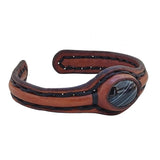 Unique Handcrafted Brown Vegetal Leather Bracelet with Black Agate Stone Setting-Unique Gift Fashion Jewelry Cuff-Wristband