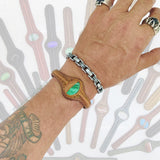 Bohemian Handcrafted Brown Vegetal Leather Bracelet with Malachite Stone Setting-Unique Gift Fashion Jewelry Cuff-Wristband