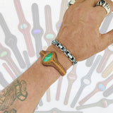 Bohemian Handcrafted Brown Vegetal Leather Bracelet with Malachite Stone Setting-Unique Gift Fashion Jewelry Cuff-Wristband