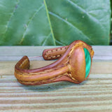 Bohemian Handcrafted Brown Vegetal Leather Bracelet with Malachite Stone Setting-Unique Gift Fashion Jewelry Cuff-Wristband