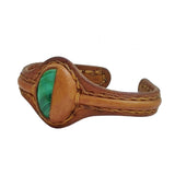 Bohemian Handcrafted Brown Vegetal Leather Bracelet with Malachite Stone Setting-Unique Gift Fashion Jewelry Cuff-Wristband