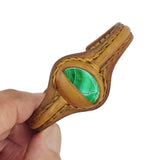 Bohemian Handcrafted Brown Vegetal Leather Bracelet with Malachite Stone Setting-Unique Gift Fashion Jewelry Cuff-Wristband