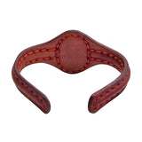 Bohemian Handcrafted Genuine Brown Vegetal Leather Bracelet with Firuze Stone Setting-Unisex Gift Fashion Jewelry Cuff