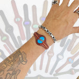Bohemian Handcrafted Genuine Brown Vegetal Leather Bracelet with Firuze Stone Setting-Unisex Gift Fashion Jewelry Cuff