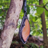 Boho Handcrafted Genuine Leather Necklace with Orange Agate Stone-Unique Quality Gift Unisex Fashion Leather Jewelry